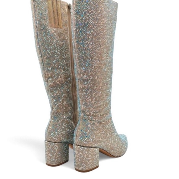 Wet Kiss Iridescent Crystal Knee High Boots - Picture 3 of 6